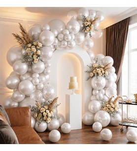 Beyaz Renk Lateks Metalik Balon (30 cm) - 100 Adet