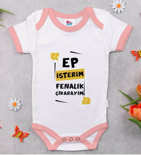 BK Kids Ep İsterim Tasarımlı Pembe Bebek Body Zıbın-1