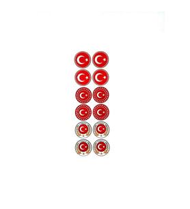 Türkiye Bayrak Sevdalılarına Özel  Plaka Pulu 12'li Pul ve Türk Bayrağı Damla Sticker