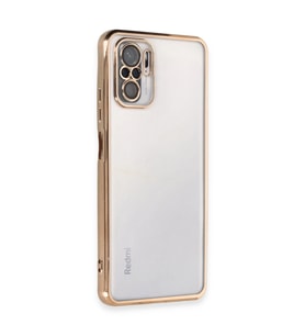 Xiaomi Redmi Note 10 Kılıf Kamera Korumalı Lensli Silikon - Gold