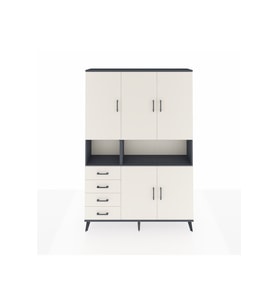 Arges Gardrop 7 Raflı 4 Çekmeceli 5 Kapaklı 132x30x195 Antrasit-Aytaşı