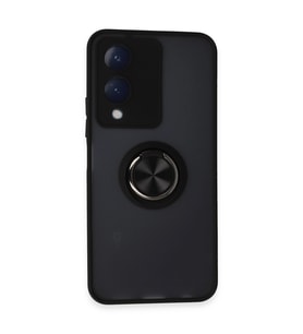 Vivo Y17s Kılıf Montreal Yüzüklü Silikon Kapak - Siyah