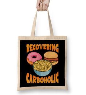 Funny Recovering Carboholic Carb Low Carb Dieting Bez Çanta Uzun Saplı