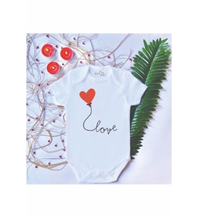 Unisex Bebek Baskılı Love %100 Pamuklu Çıtçıtlı Body Zıbın