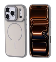 Apple iPhone 17 Pro Max Uyumlu Kılıf M-safe Şarj Özellikli Kamera Standlı Zore Notron Kapak (Gri)