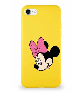 Apple iPhone SE 2020 Soft Premier Kapak Minnie Mouse-B Tasarımlı Silikon Kılıf - Sarı (Şeffaf)