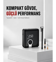 6000mAh Bataryalı Type-C Şarjlı Diyafram Tip Kompresör LED Işıklı