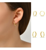 DKMN Gümüş İnce Daire Küpe Kadın Gümüş Küpe (Gold)