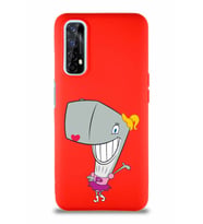 Realme 7 Soft Premier Kapak Pearl Yengeç Tasarımlı Silikon Kılıf - Kırmızı (Şeffaf)