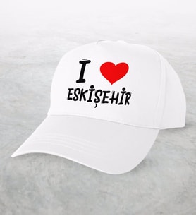 BK Gift I Love Eskişehir Tasarımlı Beyaz Şapka - Model 1