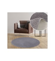 My Evilla Modern Dekoratif Halı Jel Kaymaz Taban  Peluş  Puffy Yuvarlak  Gri