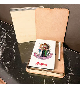 En İyi Arkadaşa Hediye Ahşap Kutulu Defter Kalem Set 003