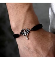 Gümüş Ejderha Bileklik 925 Ayar Gümüş Ejderha Figürlü Unisex İp Örgü Bileklik