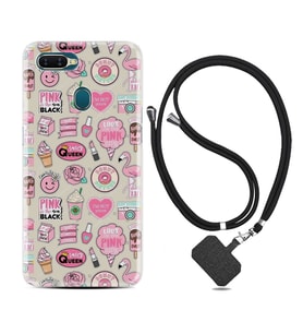 Oppo A5S A15 A16 A54 A55 A73 A74 Kılıf Boyun Askılı Silikon Donut Flamingo 1415