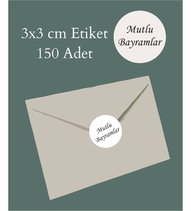 Mutlu Bayramlar Yuvarlak Yapışkanlı Etiket 3x3 cm 150 Adet