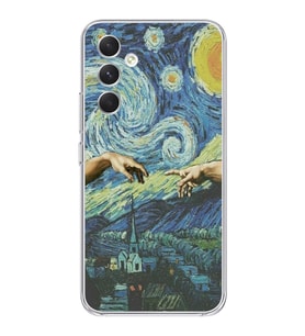 Samsung Galaxy A55 Uyumlu Sanatsal Vintage Desenli Şeffaf Telefon Kılıfı