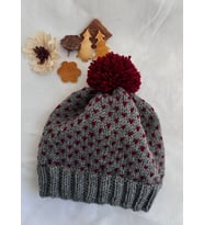 Örgü Gri Bordo Bere