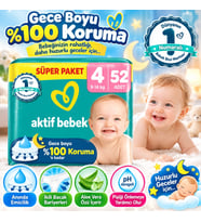 Aktif Bebek Süper Paket Bebek Bezi 4 Beden 52 Adet