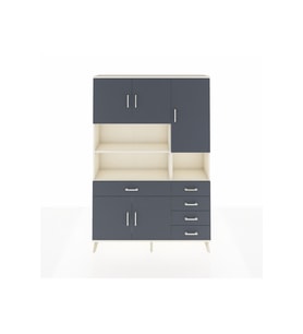 Arges Gardrop 9 Raflı 5 Çekmeceli 5 Kapaklı 132x30x195 Aytaşı-Antrasit