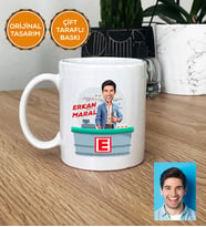 Kişiye Özel Karikatürlü Eczacı Hediye Kupa Bardak Erkek Ezacıya Tıp Bayramı Hediyesi (Beyaz)