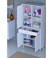 Eliusta Vellum Beyaz Dolap 75x173x32,5 cm Ebatlarında Çok Fonksiyonlu 75 cm Genişlikte Banyo Dolabı