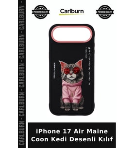 iPhone 17 Air Maine Coon Kedi Desenli Kılıf Günlük Kullanım Detaylı Model Zincirli Kapak