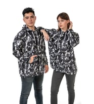 Vishenka Unisex Kamuflaj Baskılı 3 İplik Oversize Kapüşonlu Kanguru Cepli Sweatshirt