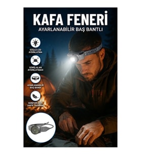 Ayarlanabilir Baş Bantlı LED Kafa Feneri – Geniş Alan Aydınlatma