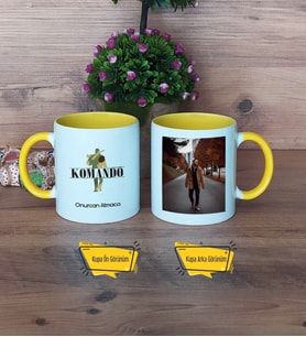 Komando Kupa Bardak Sarı Fotoğraflı Komandoya Hediye