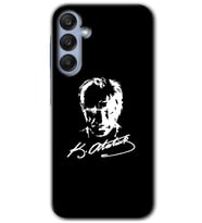 Galaxy A25 Kılıf HD Desen Baskılı Kılıf - Atatürk Silüet İmza