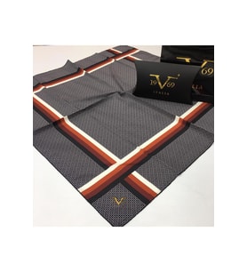 Geometrik Desen Black Seri Twill Eşarp Eşarp Askısı ile Birlikte 90x90 cm SİYAH-