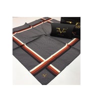 Geometrik Desen Black Seri Twill Eşarp Eşarp Askısı ile Birlikte 90x90 cm SİYAH-