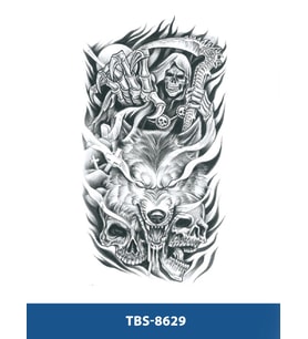 TBS-8629 ORTA BOY KURT VE KURUKAFA DESEN GEÇİCİ DÖVME-TATTO