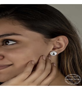 S-warovski Crystal Taşlı Gümüş Çivili Kadın Küpe