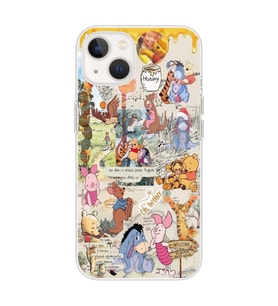 Iphone 14 Uyumlu Winnie The Pooh Kolaj Tasarımlı Şeffaf Telefon Kılıfı