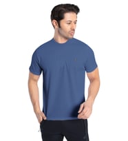 Crozwise 7134-11 Waffle Bisiklet Yaka Erkek Petek Dokuma T-Shirt İNDİGO_MAVİ (Saks)