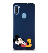 Samsung Galaxy A11 Soft Premier Kapak Mickey Mouse-F Tasarımlı Silikon Kılıf - Lacivert (Şeffaf)