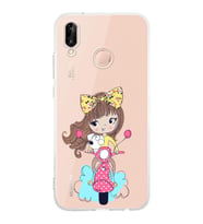 Huawei P20 Lite Uyumlu Kamera korumalı Kapak Vespagirl Tasarımlı  Şeffaf Kılıf