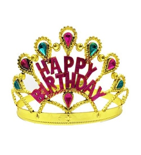 Periboia Altın Renk Happy Birthday Doğum Günü Tacı (Karışık)