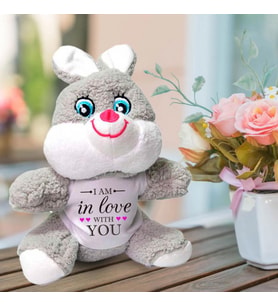Sana Aşığım Temalı Sevgili Peluş Tavşan HK2456 (Gri)