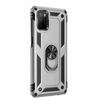 Xiaomi Poco M3 Kılıf Yüzüklü Standlı Korumalı Tank Kapak (Gri)