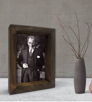 BK Gift Atatürk Tasarımlı Dekoratif Doğal Masif Ahşap Çerçeve 15x20cm-22 (Beyaz)