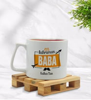 BK Gift Kişiye Özel En Kahraman Baba Tasarımlı Middle Beyaz Kupa Bardak Model 1
