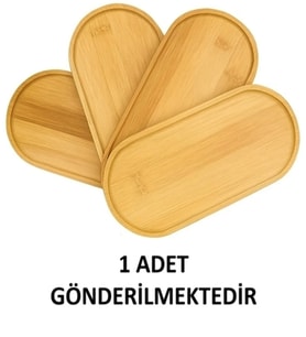 1 Adet Bambu Oval Sunum Ve Servis Tepsisi - Ahşap Tepsi - Yağdanlık Altlığı