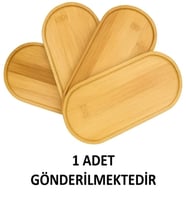 1 Adet Bambu Oval Sunum Ve Servis Tepsisi - Ahşap Tepsi - Yağdanlık Altlığı