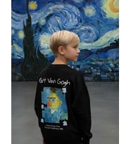 Erkek Çocuk Van Gogh Baskılı Tasarım Sweatshirt (Siyah)