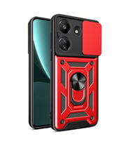 Xiaomi Redmi 13c Kılıf Pars Lens Yüzüklü Silikon - Kırmızı