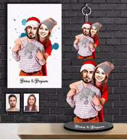 Kişiye Özel Yılbaşı Sevgili Karikatürlü 3 lü Hediye Seti Model-8
