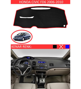 Honda Civic Fd6 2006-2010 Için Uygun Torpido Koruma Halısı Siyah Kenar Renk Kırmızı