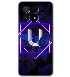 Poco x6 Pro Kılıf HD Desen Baskılı Kılıf - Dark Neon Yaprak U Harfi